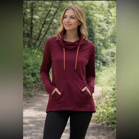 Arc'teryx Tops - Arc'teryx Varana Shirt Woman Large Maroon Long Sleeve Cowl Neck Pockets Gorpcore
